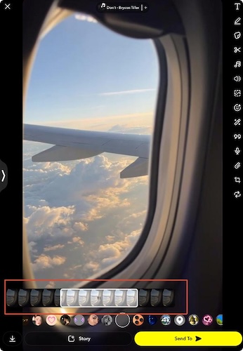 How to make a boomerang video on Snapchat by selecting a clip