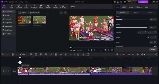 Import Arrange Clips Edimakor