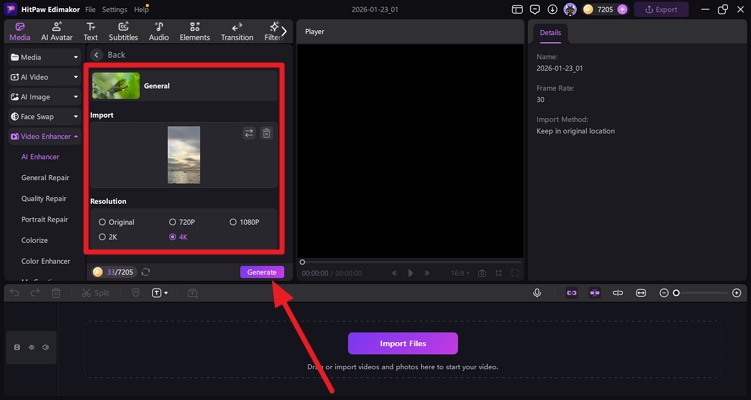 Import Video Press Generate.Jpg