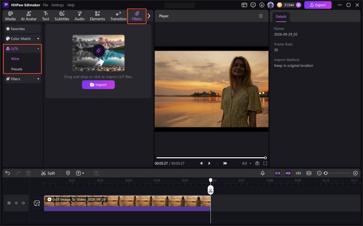 Import Your Video and Lut into Edimakor