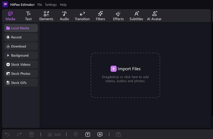 importing photo or video in edimakor