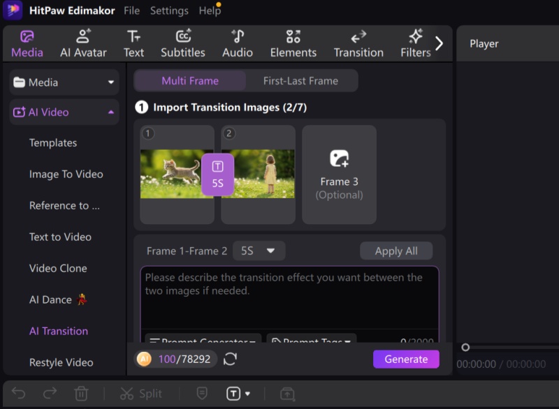 Importing transition images