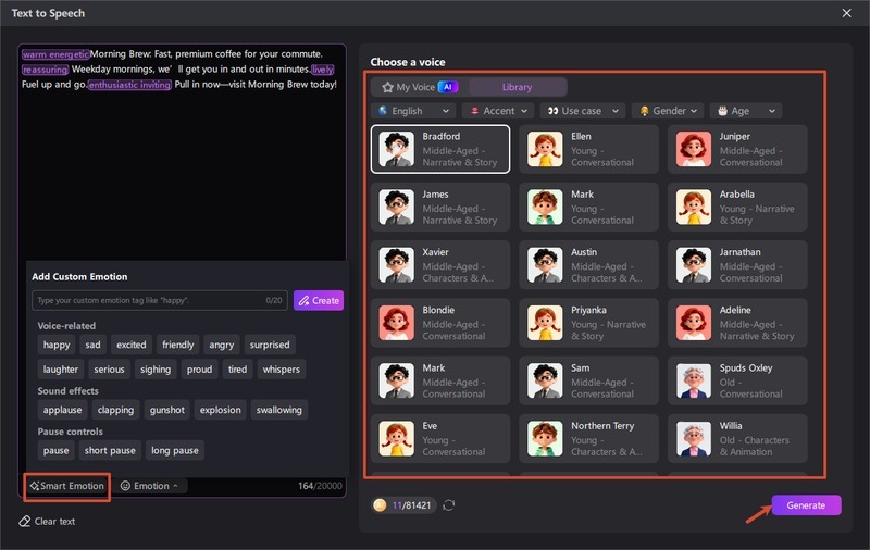 Make Radio Ads Script with Ai Add Emotion Tags