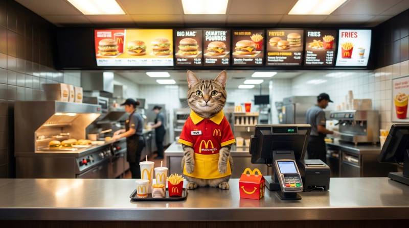 AI 고양이 맥도날드 근무