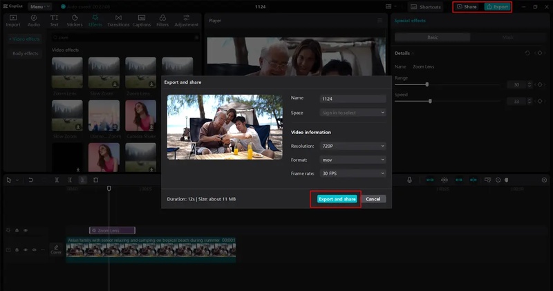 faire un zoom sur une vidéo
