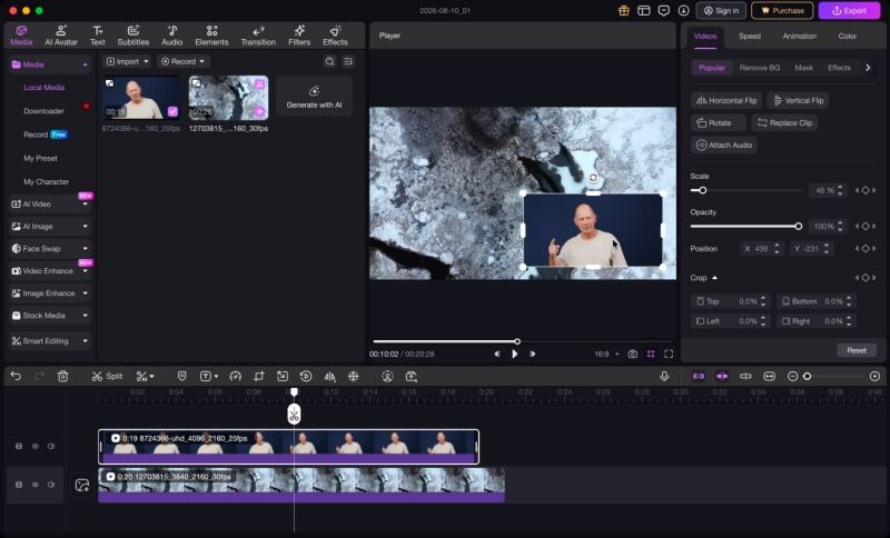 resize the overlay video by using edimakor