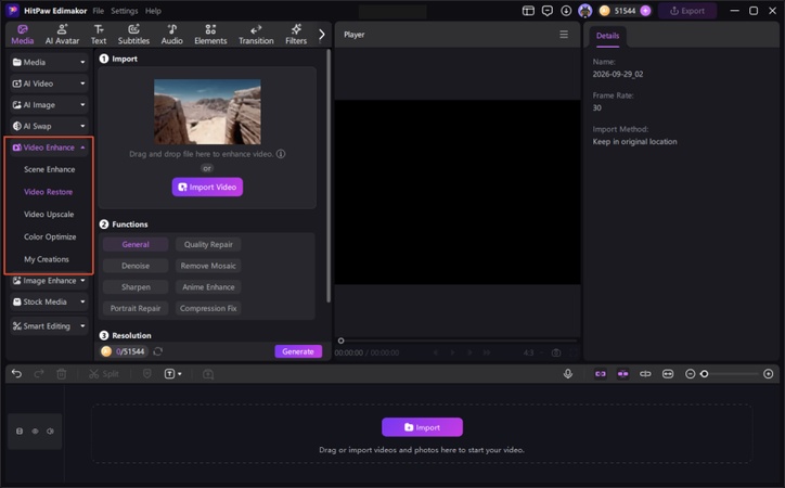 restore footage first with edimakor