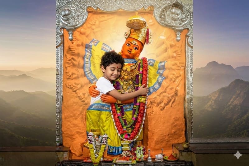 kid image with saptashrungi devi