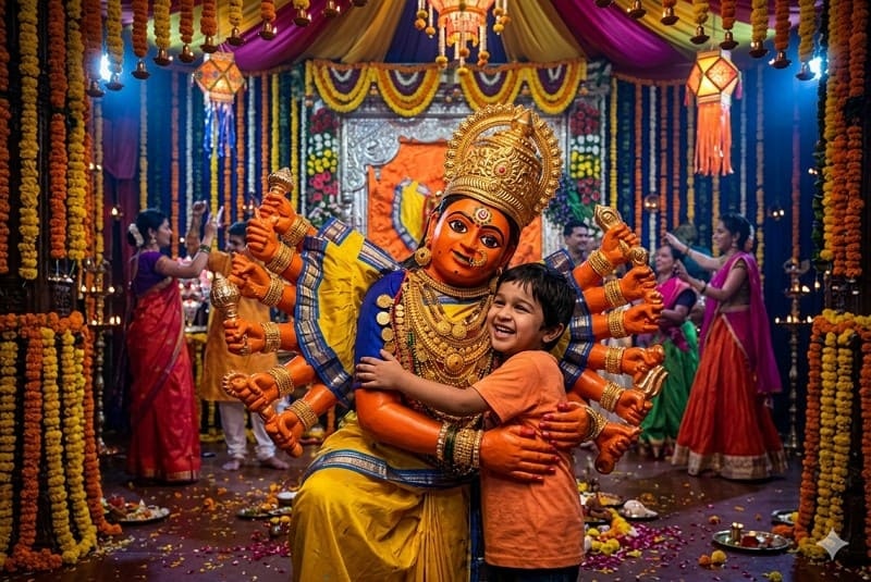 saptashrungi devi with a kid