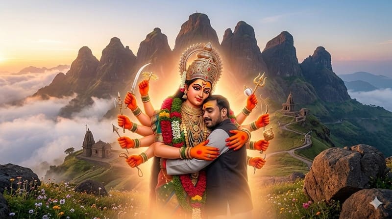 saptashrungi devi man hug photo