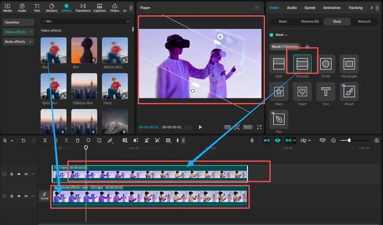 select the blur effect