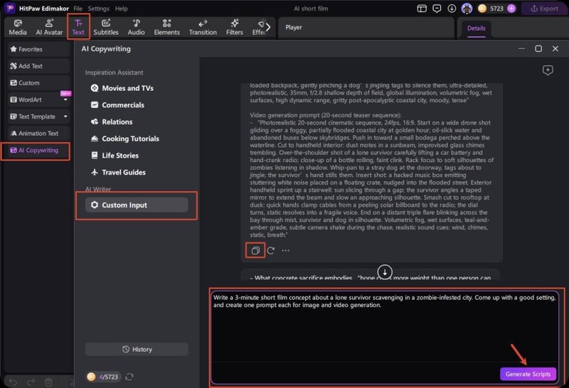step 1 edimakor ai copywriting