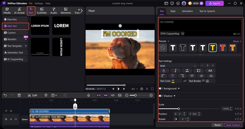 Step 2 Edimakor Add Captions