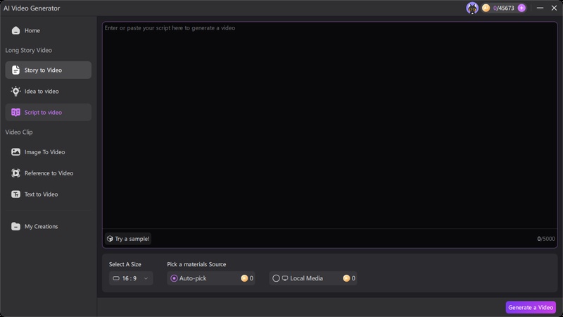 Step 3 Pasting script into AI Video Generator