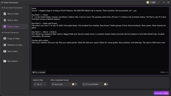 Turn Your Script into Video Sports Storytelling Videos