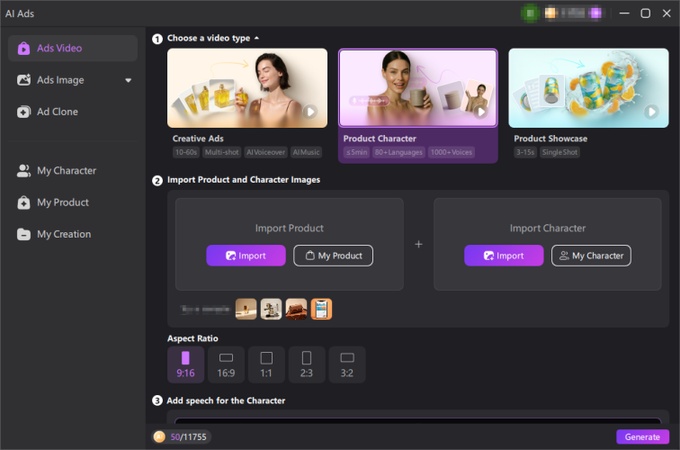 upload images, and choose an ai actor