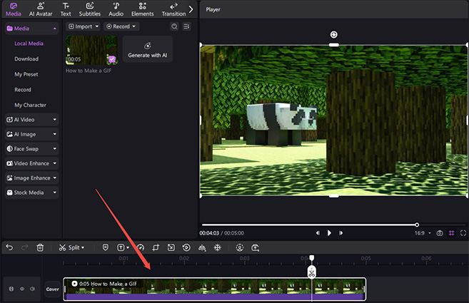 edição de vídeo para GIF no Edimakor passo 2