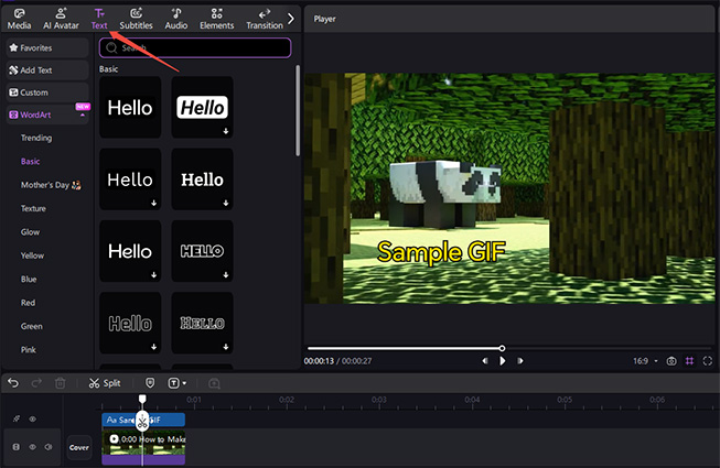 adicionar texto e stickers no GIF Edimakor passo 4