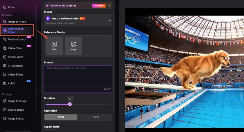 upload reference media and prompt on edimakor