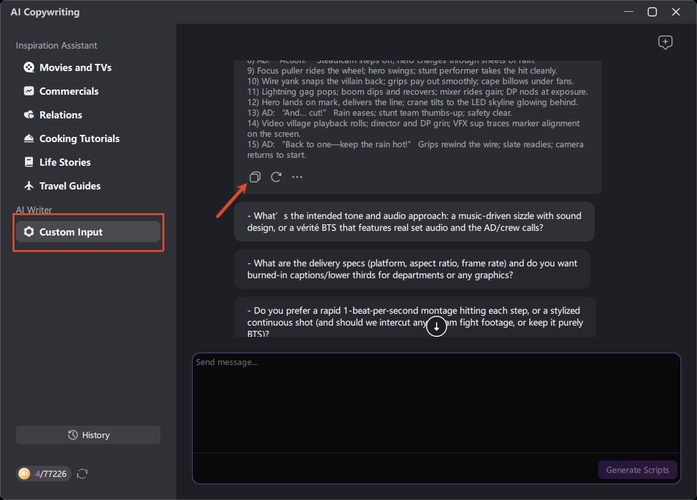 Create a Hollywood BTS script with AI
