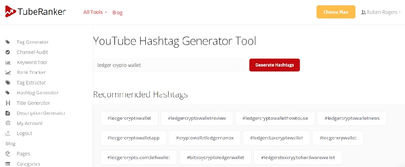 TubeRanker YouTube Hashtag Generator