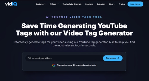 vidIQ YouTube SEO tool showing hashtag suggestions