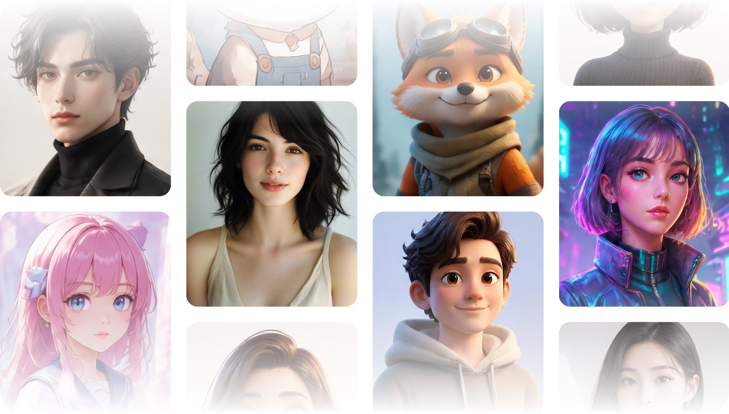 Design original AI characters in any style from realistic to cartoon