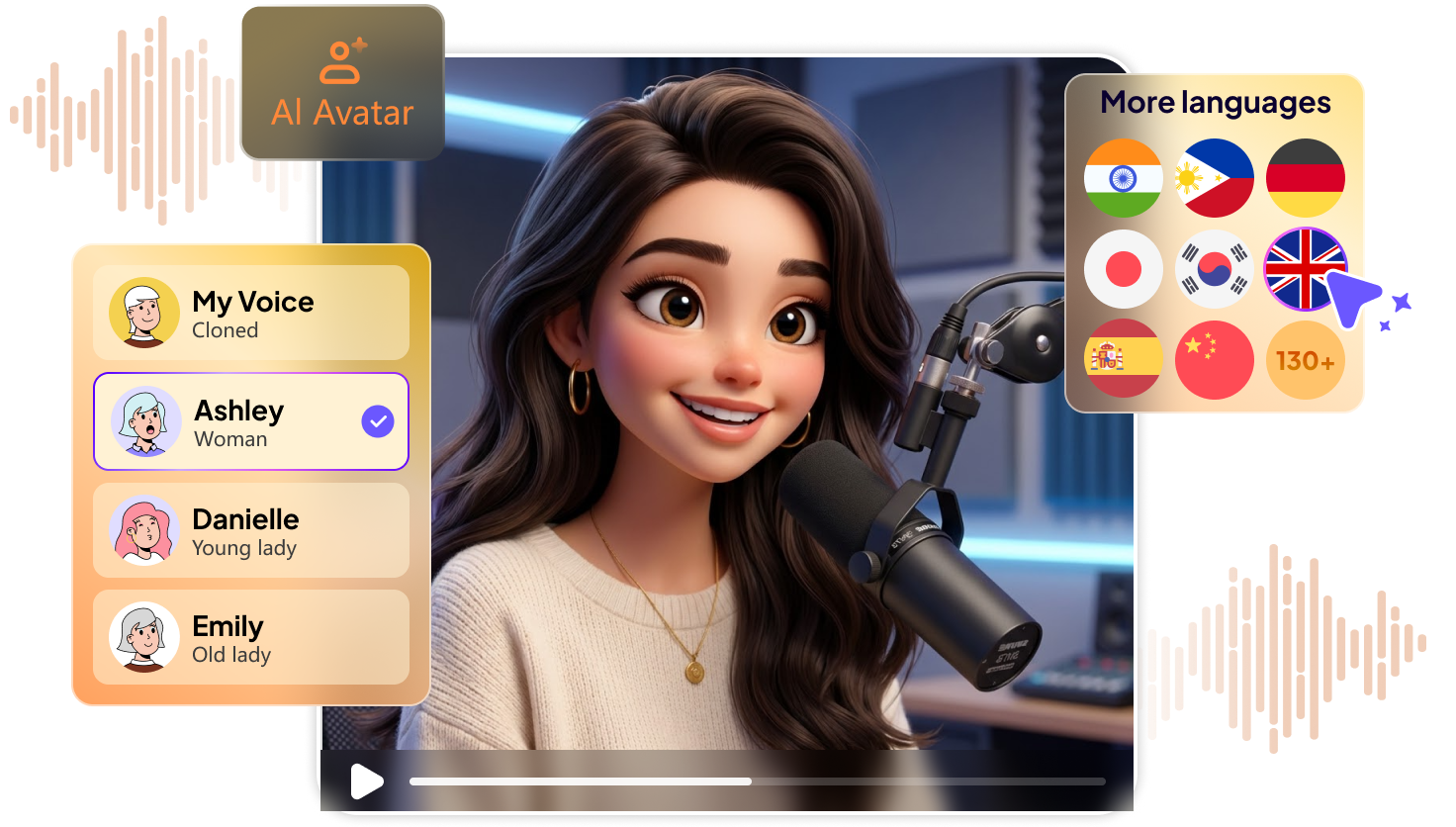 Give AI characters unique voices across languages ages and genders