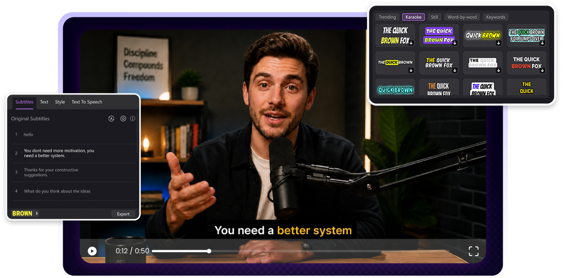 Best AI video editor with auto captions