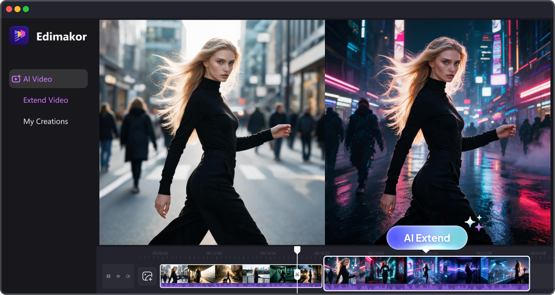 HitPaw Edimakor AI Video Extender - turn short clips into longer videos with AI