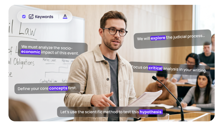 Highlighted keywords grab attention - AI detects important words and adds emojis to captions