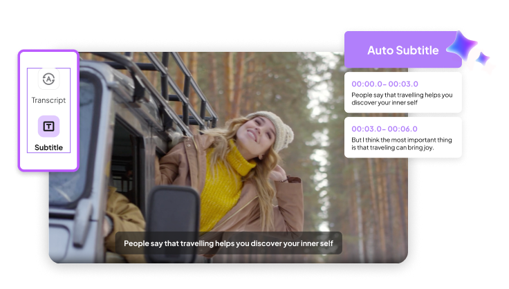 Perfectly timed captions save time - AI detects speech and generates time-synced subtitles