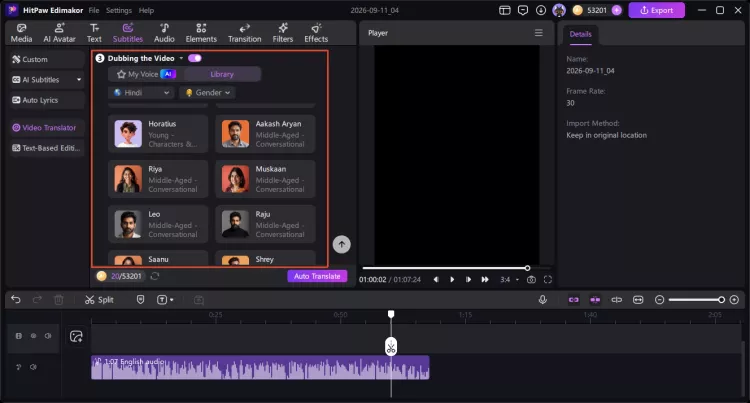 translate speech into hindi
