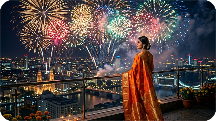 diwali fireworks skyline