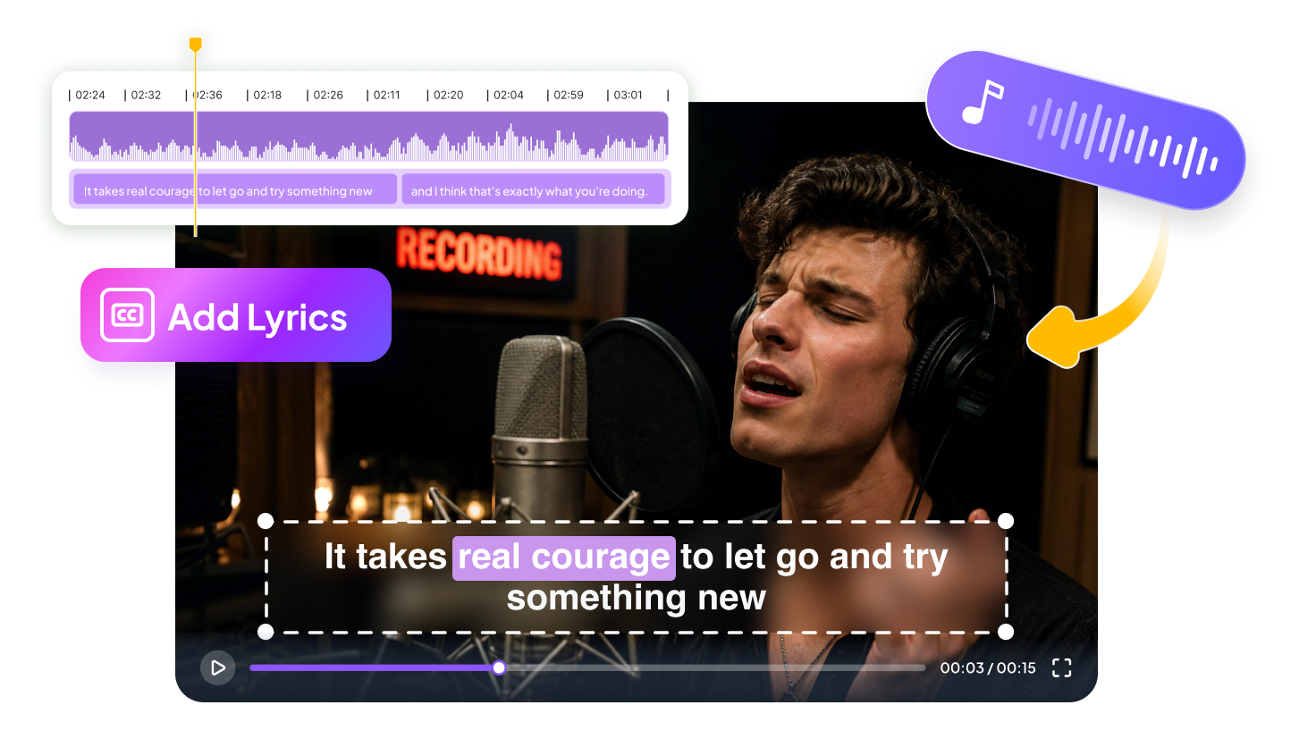 Auto sync lyrics in multiple languages - AI recognizes and syncs lyrics to audio automatically