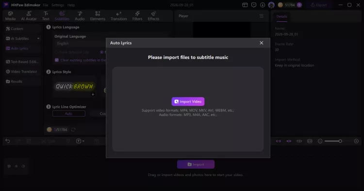 Step 1 - Upload your song photos and video clips to Edimakor