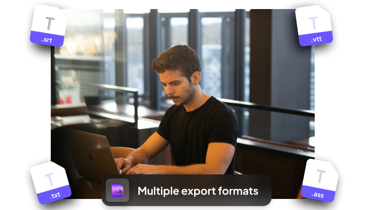Export RedNote transcripts in SRT VTT ASS and TXT formats with one click