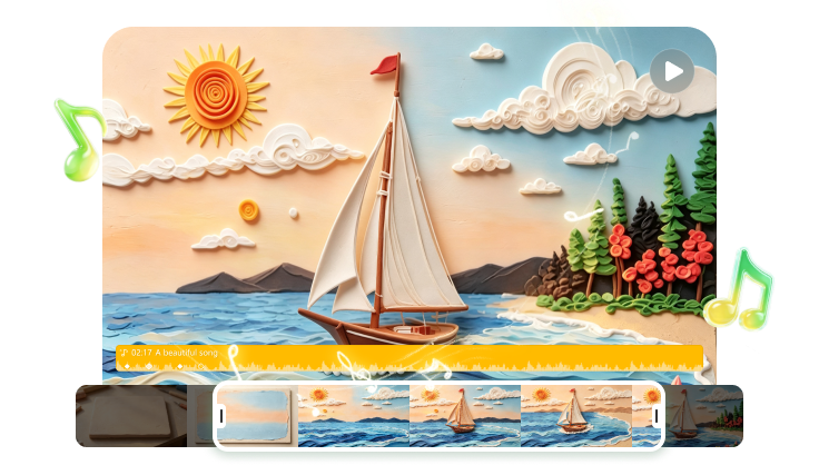 Adding background music, AI sound effects, and voiceovers to a stop motion animation project 
