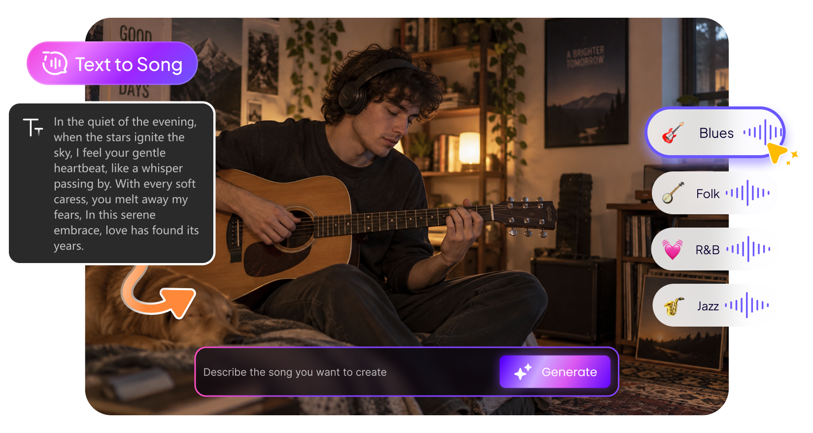HitPaw Edimakor Best Text to Song Generator - create complete songs from text prompts with AI