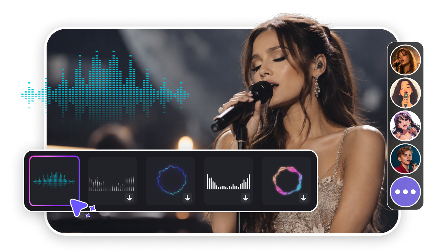 Song with AI avatar visuals - create music videos with AI avatars and synced audio effects