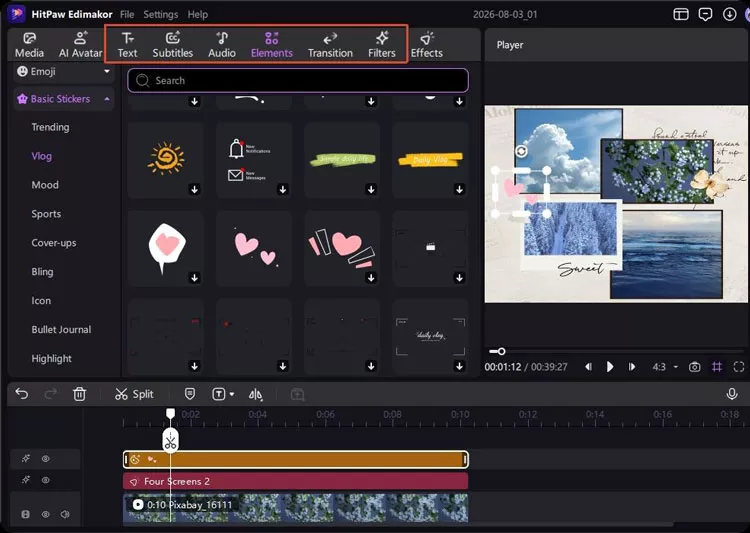 Customizing the video collage with Edimakor