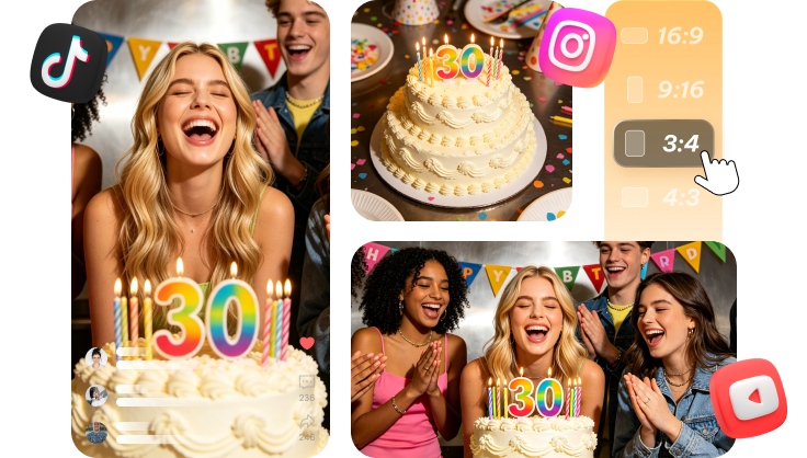video collage adapts to any size and easy sharing with Edimakor