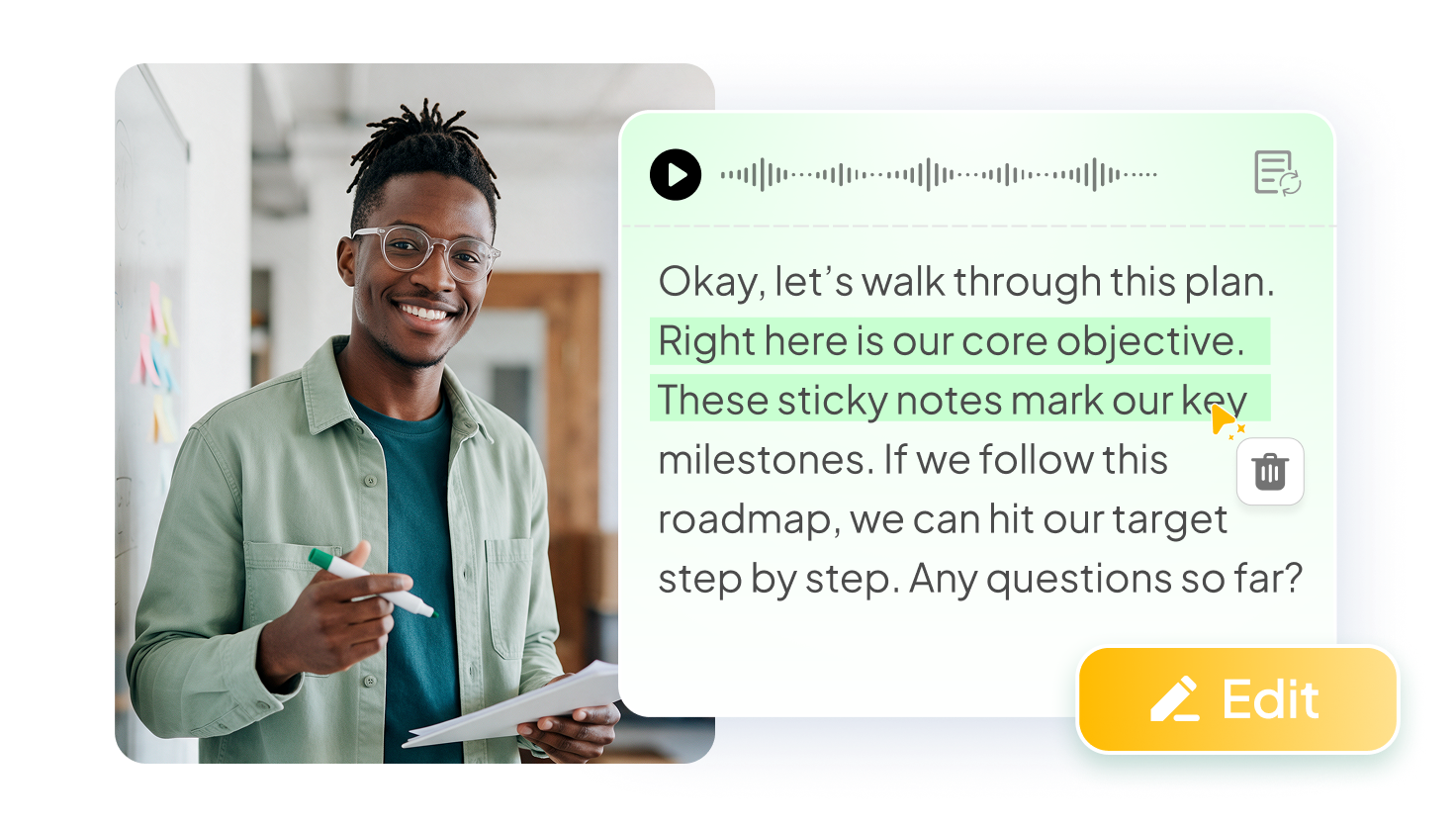 edit transcription text