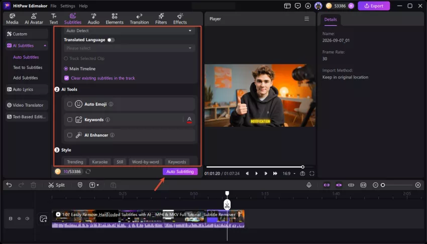 generate youtube subtitle