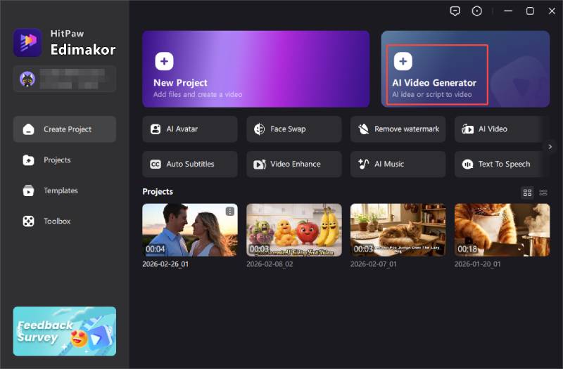 hitpaw-edimakor-interface-video-generator