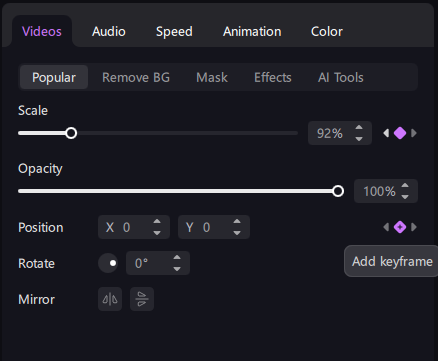 add keyframe with edimakor