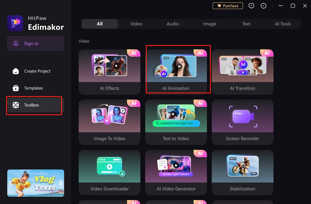 Edimakor AI Animation Interface