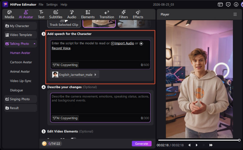 add speech for ai avatar