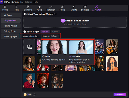 ai singing photo animation quality