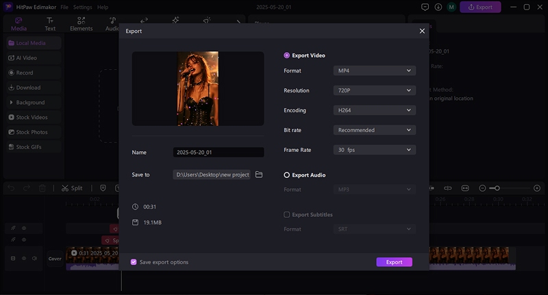 ai singing photo export